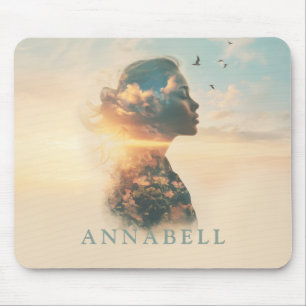 Romantic Woman Nature Silhouette Custom Mouse Pad