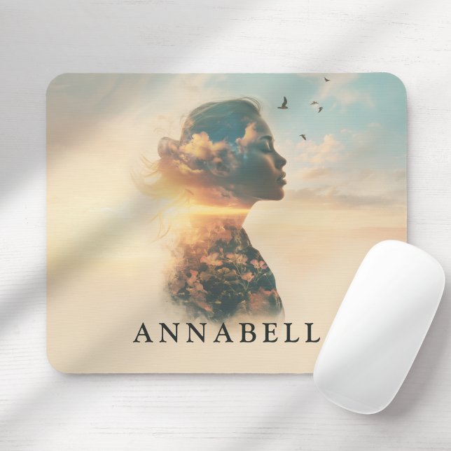 Romantic Woman Nature Silhouette Custom Mouse Pad (Romantic Woman Nature Silhouette Custom Mouse Pad)