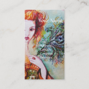ROMANTIC WOMAN ,SPARKLING PEACOCK FEATHER Pearl Business Card
