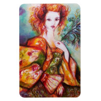 ROMANTIC WOMAN WITH PEACOCK FEATHER
