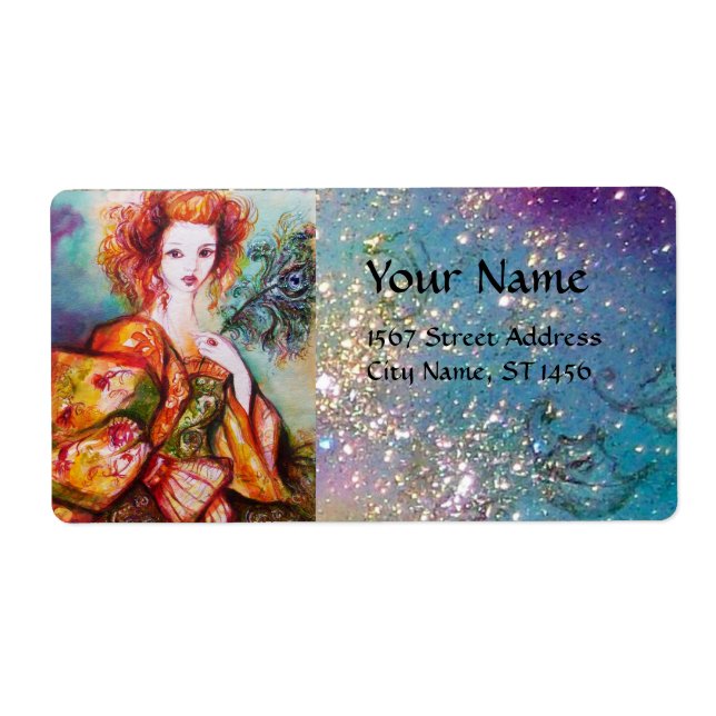 ROMANTIC WOMAN WITH SPARKLING PEACOCK FEATHER (Front)
