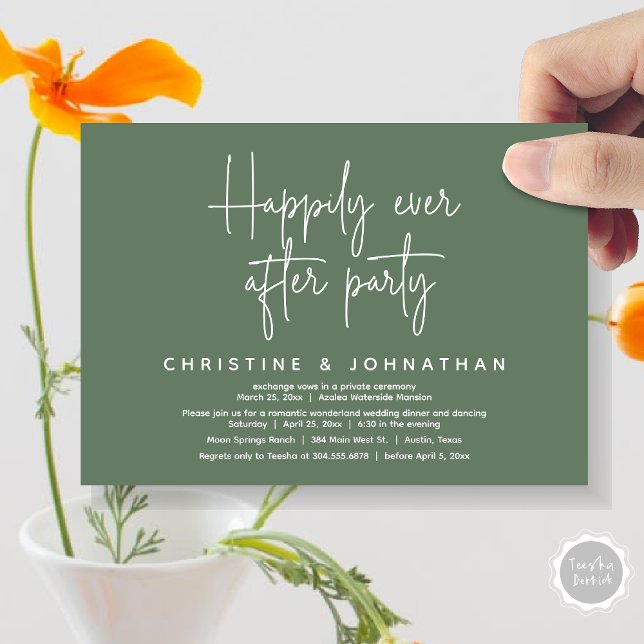 Romantic Wonderland Happily Ever After Party Invitation (Romantic Wonderland Happily Ever After Party Invitation Card, PDF, Modern Minimalist, Sage Green)
