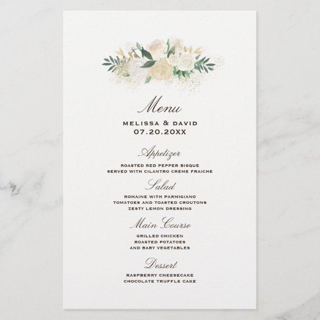 Romantic Woodland Wedding Menu (Front)