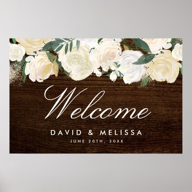 Romantic Woodland Wedding Welcome Sign (Front)
