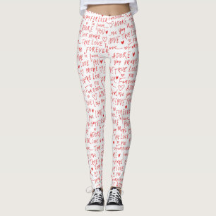 Romantic Words Valentines Day Leggings