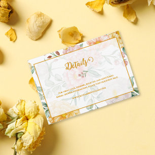 Romantic Yellow Floral Bridal Shower Details Enclosure Card