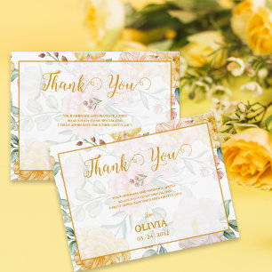 Romantic Yellow Floral Bridal Shower Thank You Postcard
