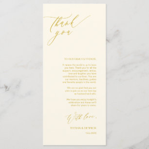 Romantic Yellow Gold, Place Setting Thank You Card