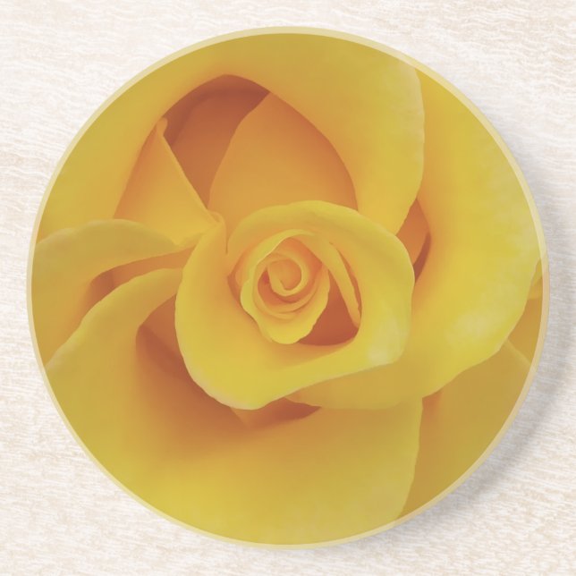 Romantic Yellow Rose Petals Coaster (Front)