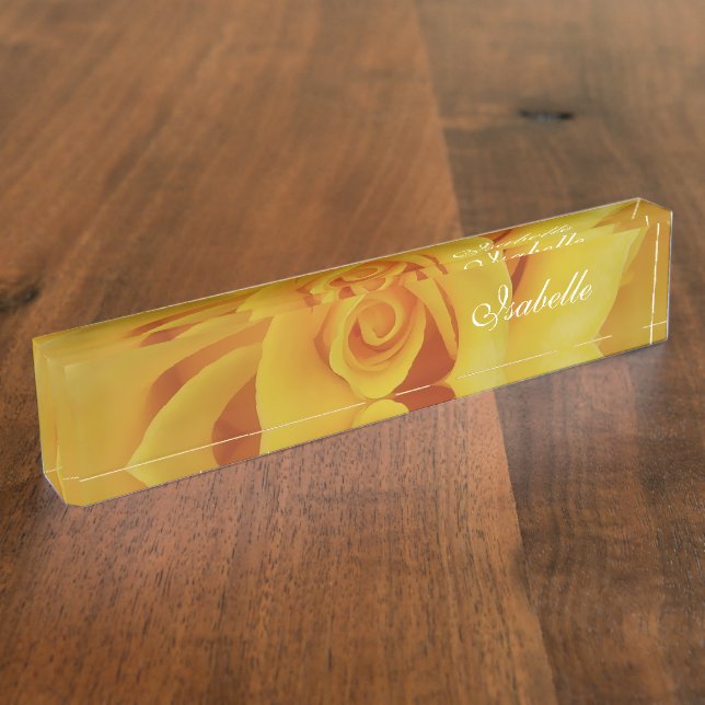 Romantic Yellow Rose Petals Nameplate (Side)