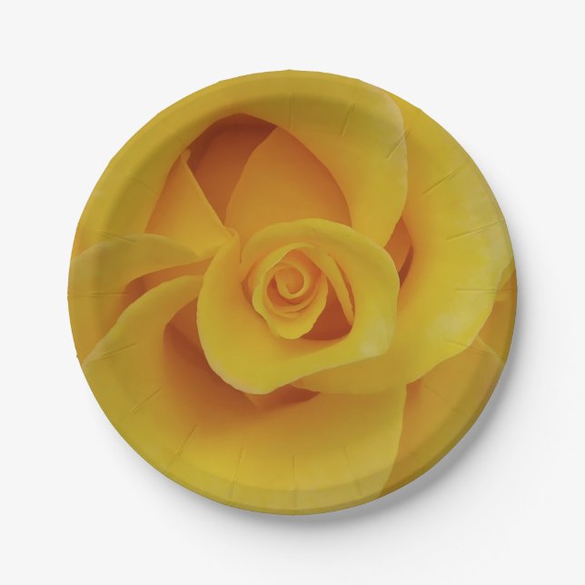 Romantic Yellow Rose Petals Paper Plate (Front)