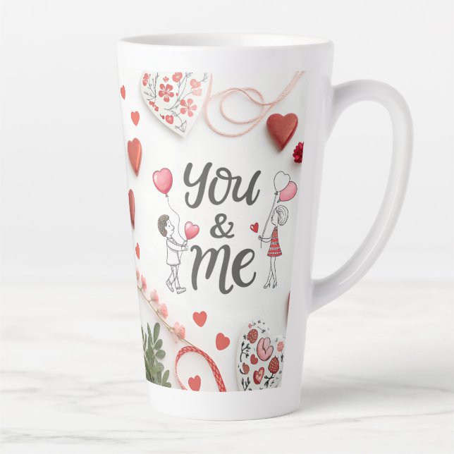 Romantic "You & Me" Valentine’s Day  Latte Mug (Right)
