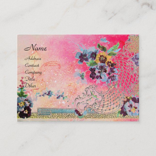 ROMANTICA 2 / Beautiful Pansies in Pink and Blue Business Card (Front)
