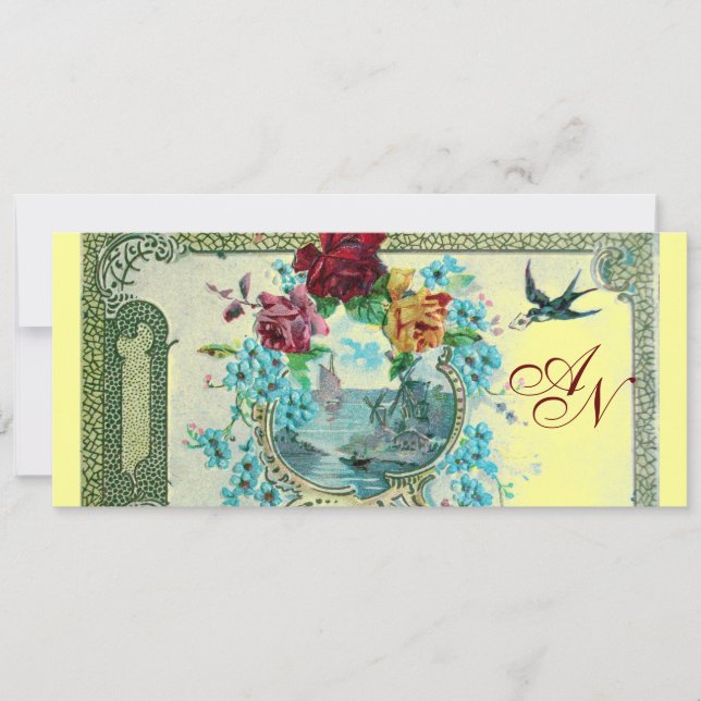 ROMANTİCA 3 MONOGRAM ,blue pink red yellow Announcement (Front)