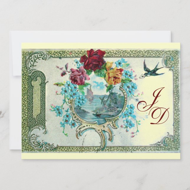 ROMANTİCA 3 MONOGRAM gold metallic paper 2 Invitation (Front)