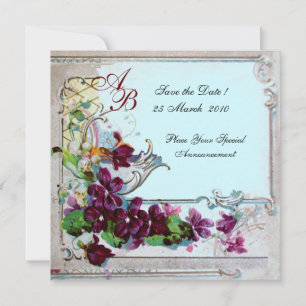ROMANTICA 4 MONOGRAM ,Blue Invitation