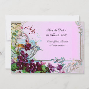 ROMANTICA  4 MONOGRAM ,Pink Invitation