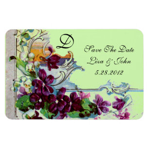 ROMANTİCA 4 MONOGRAM ,Save The Date,green Magnet