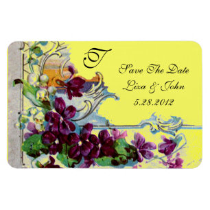 ROMANTİCA 4 MONOGRAM ,Save The Date,green,yellow Magnet