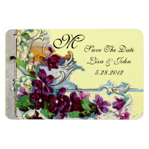 ROMANTİCA 4 MONOGRAM ,Save The Date,green,yellow Magnet