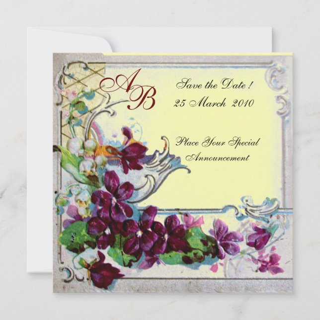 ROMANTICA  4 MONOGRAM ,Yellow Invitation (Front)