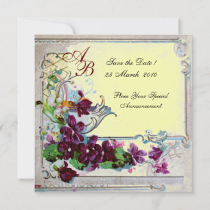 ROMANTICA  4 MONOGRAM ,Yellow Invitation