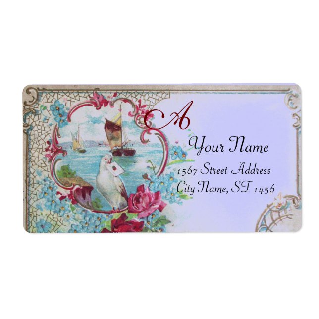 ROMANTICA,DOVE,BUE FLORAL BEACH WEDDING MONOGRAM (Front)