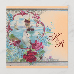 ROMANTİCA ELEGANT FLORAL WEDDING  MONOGRAM ANNOUNCEMENT