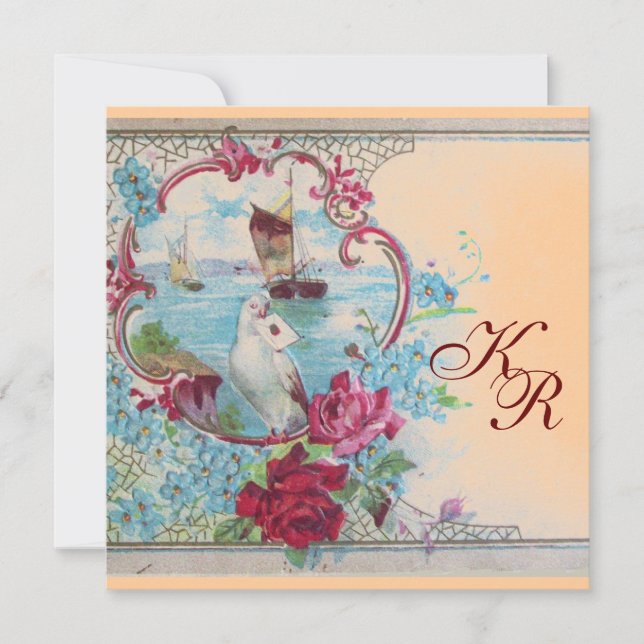 ROMANTİCA ELEGANT FLORAL WEDDING  MONOGRAM ANNOUNCEMENT (Front)