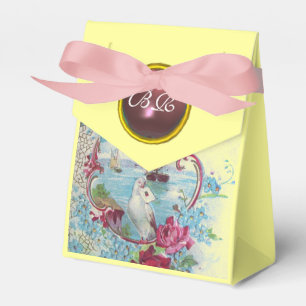 ROMANTICA ELEGANT WEDDING PINK GEM MONOGRAM Yellow Favour Box