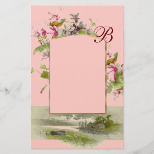 ROMANTİCA MONOGRAM / CYCLAMENS,pink green Stationery