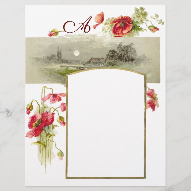 ROMANTİCA MONOGRAM / POPPIES,red,green,white (Front)