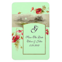 ROMANTİCA  MONOGRAM /POPPIES,Save The Date,Green