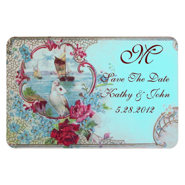 ROMANTİCA  MONOGRAM ,Save The Date Magnet (Horizontal)