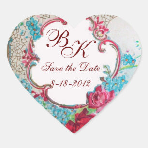 ROMANTICA MONOGRAM,Save the Date,white heart Heart Sticker