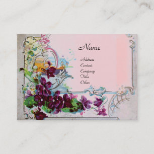 ROMANTICA Pansies,Violets,Winter Floral Basket Business Card