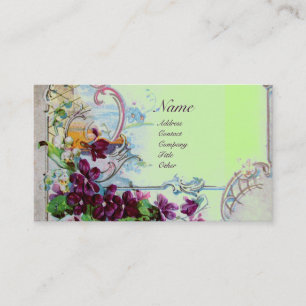 ROMANTICA Pansies,Violets,Winter Floral White Business Card