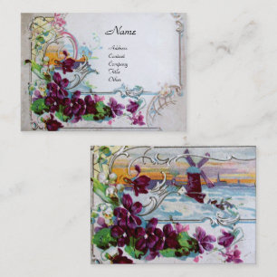 ROMANTICA Pansies,Violets,Winter Floral White Business Card