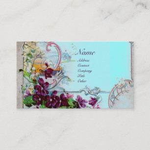 ROMANTICA Pansies,Violets,Winter Floral White Business Card