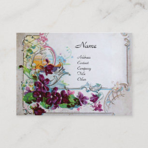 ROMANTICA Pansies,Violets,Winter Floral White Business Card
