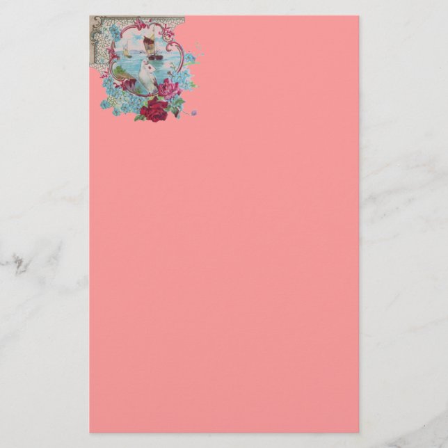 ROMANTİCA ,pink red blue Stationery (Front)
