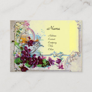 ROMANTICA,ROSES,BLUE FLOWERS,PANSIES Yellow Floral Business Card