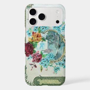 ROMANTICA /ROSES,BLUE FLOWERS WITH BIRD White
