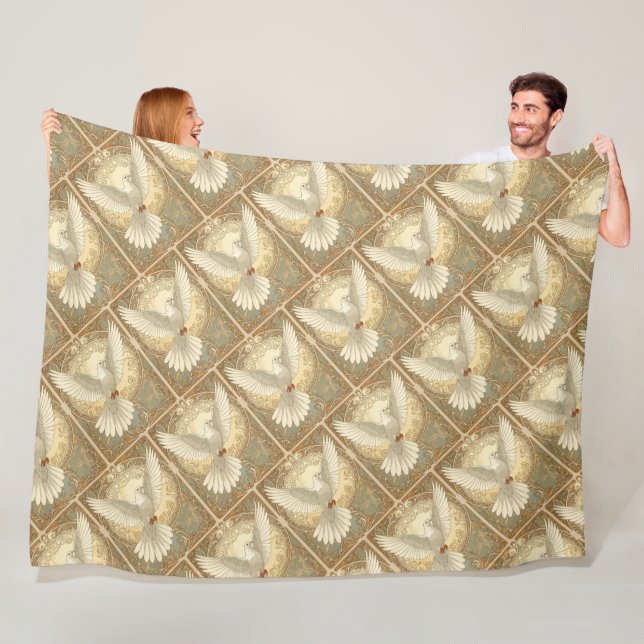 Romantically Nostalgic Peace Dove  Fleece Blanket (In Situ)