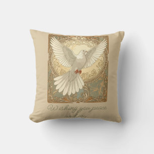 Romantically Nostalgic Peace Dove Greeting Card Cushion