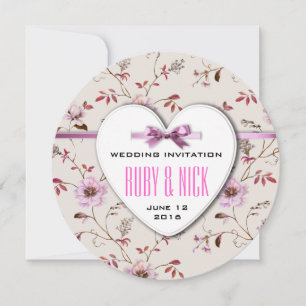 RomanticCharm vintage floral wedding collection Invitation