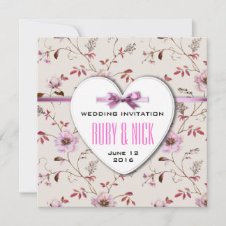 RomanticCharm vintage floral wedding collection Invitation