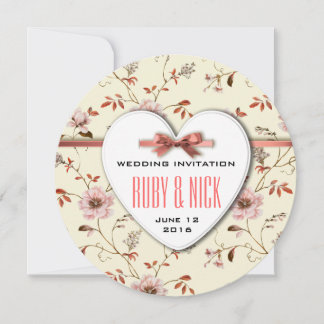 RomanticCharm vintage floral wedding collection Invitation