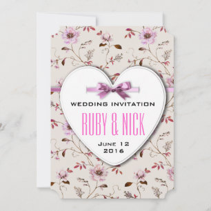 RomanticCharm vintage floral wedding collection Invitation