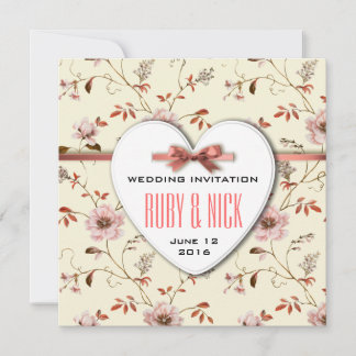 RomanticCharm vintage floral wedding collection Invitation